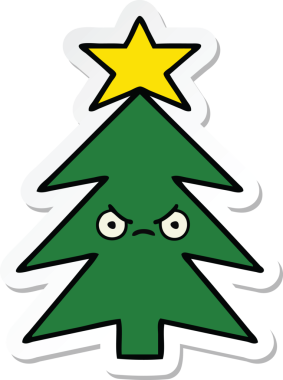 Bir insan tarafından çizilmiş şirin bir noel ağacının çıkartması.