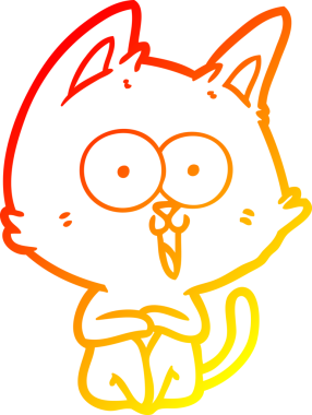 Bir insan tarafından çizilmiş komik bir çizgi film kedisinin sıcak çizgi çizimi