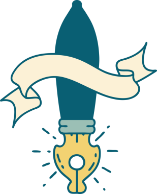 Bir insan tarafından çizilmiş dövme tarzı dolma kalemli parşömen.