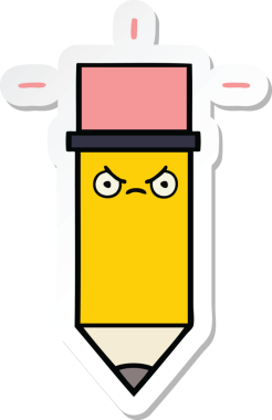 Bir insan tarafından çizilmiş şirin bir karikatür kalemi çıkartması.