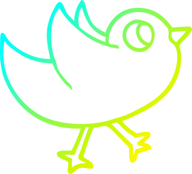 Bir insan tarafından çizilmiş kanat çırpan çizgi bir kuşun soğuk gradyan çizimi