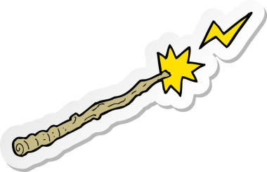 Bir insan tarafından çizilmiş sihirli değnek çıkartması.