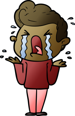 Bir insan tarafından çizilmiş ağlayan bir karikatür.