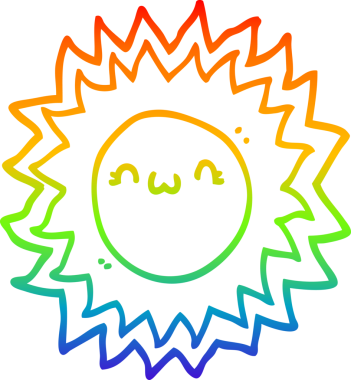 gökkuşağı gradyan çizgi çizimi bir insan tarafından çizilmiş bir çizgi güneş