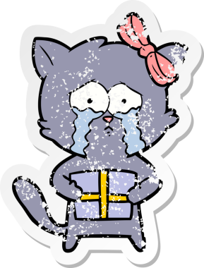 Bir insan tarafından çizilmiş karikatür bir kedinin sıkıntılı çıkartması.