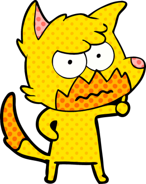 Bir insan tarafından çizilmiş tilki çizgi film karakteri