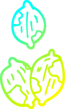 Bir insan tarafından çizilmiş kabuklu bir çizgi filmin soğuk gradyan çizimi.