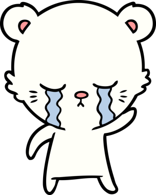 Bir insan tarafından çizilmiş üzgün küçük kutup ayısı çizgi filmi.