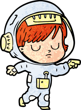 Bir insan tarafından çizilmiş astronot kadın.