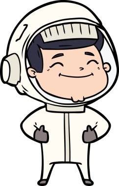 Bir insan tarafından çizilmiş mutlu astronot çizgi filmi.