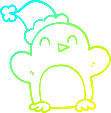 Soğuk gradyan çizgisi bir insan tarafından çizilmiş bir karikatür noel pengueni.