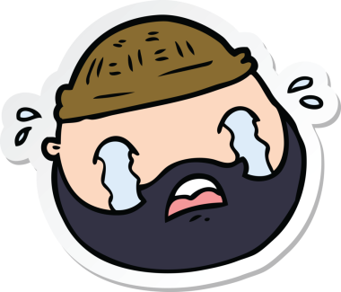 Bir insan tarafından çizilmiş sakallı karikatür erkek yüzü çıkartması.