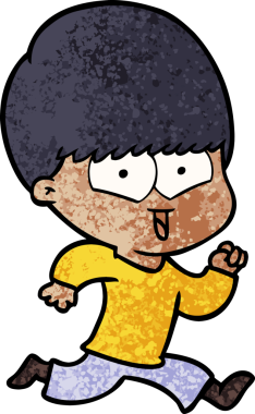 Bir insan tarafından çizilmiş mutlu çocuk çizgi filmi.