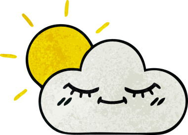 Güneş ışığının retro grunge deseni ve bir insan tarafından çizilmiş bulut.