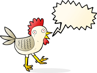 Bir insan tarafından çizilmiş komik çizgi film tavuğu.