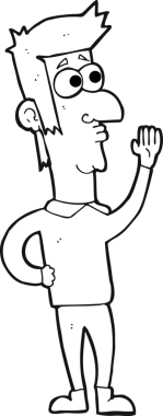 Bir insan tarafından çizilmiş siyah beyaz bir karikatür.