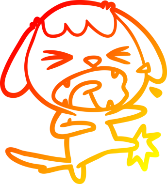 Bir insan tarafından çizilmiş şirin bir köpeğin sıcak çizgi çizimi.