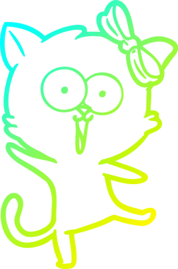 Bir insan tarafından çizilen çizgi film kedisinin soğuk gradyan çizgisi.