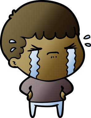 Bir insan tarafından çizilmiş ağlayan çizgi film adamı.