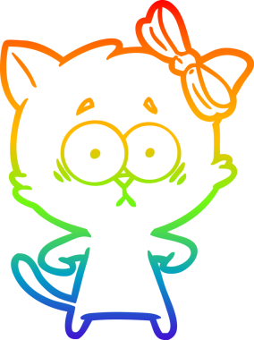 gökkuşağı gradyanı çizimi bir insan tarafından çizilmiş çizgi film kedisi