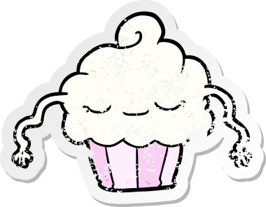 Bir insan tarafından çizilmiş karikatür kekinin sıkıntılı çıkartması.