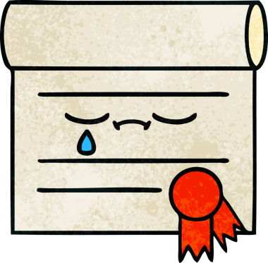 Bir insan tarafından çizilmiş sertifikanın grunge desen karikatürü