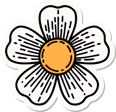 Bir insan tarafından çizilmiş geleneksel bir çiçek stiliyle dövme çıkartması.