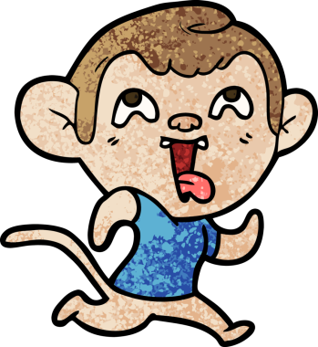 Bir insan tarafından çizilmiş çılgın çizgi film maymunu.