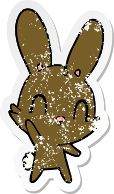 Bir insan tarafından çizilmiş şirin bir tavşanın sıkıntılı çıkartması.