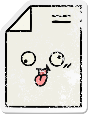 Bir insan tarafından çizilmiş sevimli bir karikatür kağıdının sıkıntılı çıkartması.