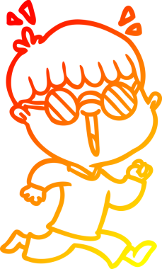 Bir insan tarafından çizilmiş gözlüklü çizgi film karakteri çizimi.