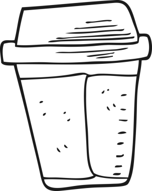 Bir insan tarafından çizilmiş siyah beyaz çizgi film kahvesi.