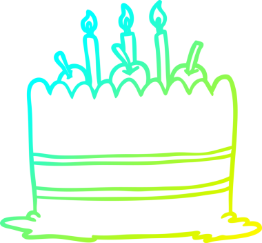 Bir insan tarafından çizilmiş bir doğum günü pastasının soğuk gradyan çizimi