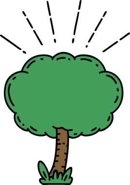 Bir insan tarafından çizilmiş geleneksel dövme ağacının çizimi