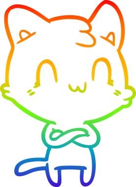 gökkuşağı gradyan çizgi çizimi Bir insan tarafından çizilmiş mutlu kedi
