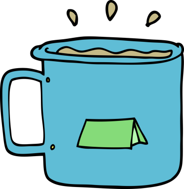 Bir insan tarafından çizilmiş bir kamp kupası.