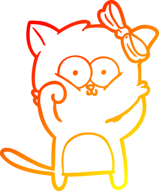 Bir insan tarafından çizilmiş çizgi film kedisinin sıcak çizgi çizimi