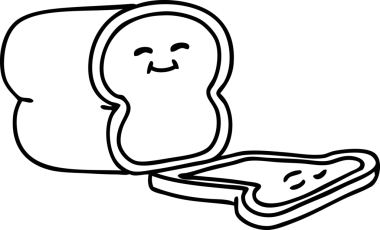 Bir insan tarafından çizilmiş doğranmış somun ekmek.