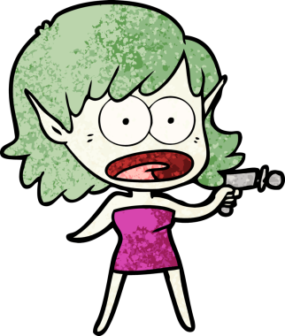 Bir insan tarafından çekilen ışın tabancasıyla uzaylı kız şok oldu.