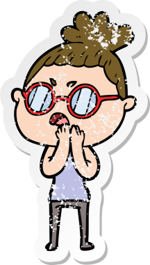 Bir insan tarafından çizilmiş bir karikatürün sıkıntılı çıkartması.