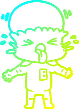 Bir insan tarafından çizilmiş garip bir çizgi film uzaylısının soğuk gradyan çizimi