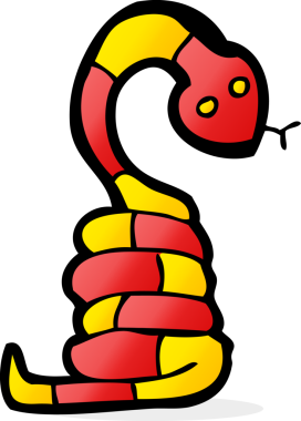 Bir insan tarafından çizilmiş çizgi film yılanı.