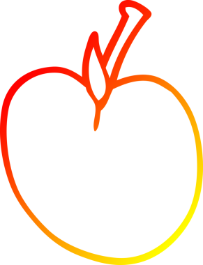 Bir insan tarafından çizilen elma çizgi romanının sıcak gradyan çizimi