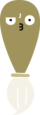 Bir insan tarafından çizilmiş bir boya fırçasının düz renk retro karikatürü