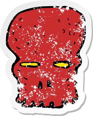 Bir insan tarafından çizilmiş ürkütücü bir karikatürün gerilimli yapıştırması.