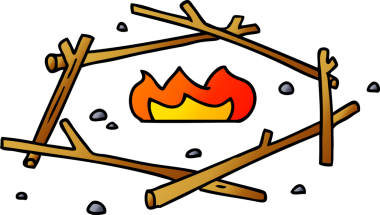 Bir insan tarafından çizilen kamp ateşinin gradyan karikatürü.