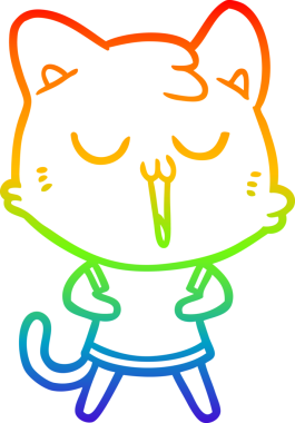 gökkuşağı gradyan çizgi çizimi bir insan tarafından çizilmiş bir çizgi film kedisi