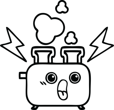 Bir insan tarafından çizilmiş bir tost makinesinin çizgi çizimi