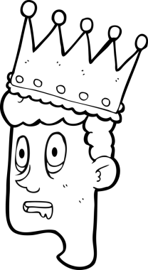 Bir insan tarafından çizilmiş siyah beyaz karikatür aptal prens.