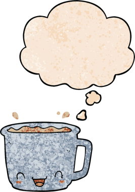 Bir insan tarafından çizilmiş grunge desenli bir kahve fincanı.